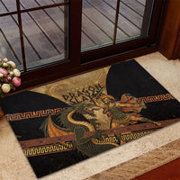 Cadmus Dragon Slayer Rubber Doormat Mythological Beast Battle Vintage Greek