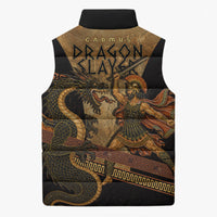 Cadmus Dragon Slayer Sleeveless Puffer Jacket Mythological Beast Battle Vintage Greek