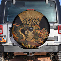 Cadmus Dragon Slayer Spare Tire Cover Mythological Beast Battle Vintage Greek