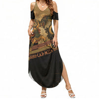 Cadmus Dragon Slayer Summer Maxi Dress Mythological Beast Battle Vintage Greek