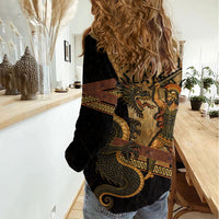Cadmus Dragon Slayer Women Casual Shirt Mythological Beast Battle Vintage Greek