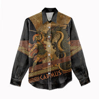 Cadmus Dragon Slayer Women Casual Shirt Mythological Beast Battle Vintage Greek