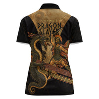 Cadmus Dragon Slayer Women Polo Shirt Mythological Beast Battle Vintage Greek