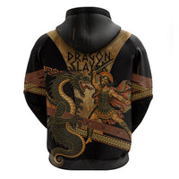 Cadmus Dragon Slayer Zip Hoodie Mythological Beast Battle Vintage Greek