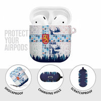 Finland Christmas AirPods Case with Reindeer Forest Crest and Nordic Pattern Design - Wonder Print Shop