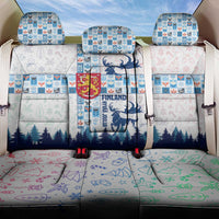 Finland Christmas Back Car Seat Cover with Reindeer Forest Crest and Nordic Pattern Design - Wonder Print Shop