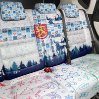 Finland Christmas Back Car Seat Cover with Reindeer Forest Crest and Nordic Pattern Design - Wonder Print Shop