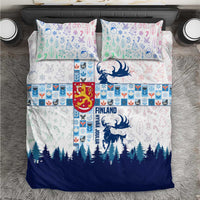 Finland Christmas Bedding Set with Reindeer Forest Crest and Nordic Pattern Design - Wonder Print Shop