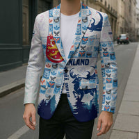 Finland Christmas Blazer with Reindeer Forest Crest and Nordic Pattern Design - Wonder Print Shop