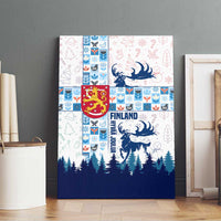 Finland Christmas Canvas Wall Art with Reindeer Forest Crest and Nordic Pattern Design - Wonder Print Shop