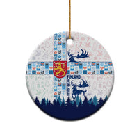 Finland Christmas Ceramic Ornament with Reindeer Forest Crest and Nordic Pattern Design - Wonder Print Shop