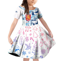 Finland Christmas Family Matching Off Shoulder Short Dress and Hawaiian Shirt with Reindeer Forest Crest and Nordic Pattern Design - Wonder Print Shop