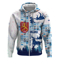 Finland Christmas Hoodie with Reindeer Forest Crest and Nordic Pattern Design - Wonder Print Shop