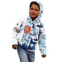 Finland Christmas Kid Hoodie with Reindeer Forest Crest and Nordic Pattern Design - Wonder Print Shop