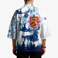 Finland Christmas Kimono with Reindeer Forest Crest and Nordic Pattern Design - Wonder Print Shop