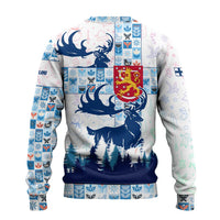 Finland Christmas Ugly Christmas Sweater with Reindeer Forest Crest and Nordic Pattern Design - Wonder Print Shop