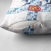 Finland Christmas Pillow Cover with Reindeer Forest Crest and Nordic Pattern Design - Wonder Print Shop