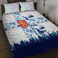 Finland Christmas Quilt Bed Set with Reindeer Forest Crest and Nordic Pattern Design - Wonder Print Shop