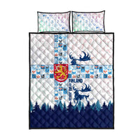 Finland Christmas Quilt Bed Set with Reindeer Forest Crest and Nordic Pattern Design - Wonder Print Shop