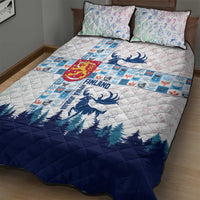 Finland Christmas Quilt Bed Set with Reindeer Forest Crest and Nordic Pattern Design - Wonder Print Shop