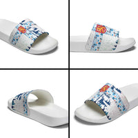 Finland Christmas Slide Sandals with Reindeer Forest Crest and Nordic Pattern Design - Wonder Print Shop