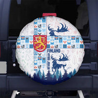Finland Christmas Spare Tire Cover with Reindeer Forest Crest and Nordic Pattern Design - Wonder Print Shop