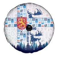 Finland Christmas Spare Tire Cover with Reindeer Forest Crest and Nordic Pattern Design - Wonder Print Shop