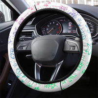 Finland Christmas Steering Wheel Cover with Reindeer Forest Crest and Nordic Pattern Design - Wonder Print Shop