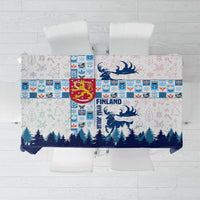 Finland Christmas Tablecloth with Reindeer Forest Crest and Nordic Pattern Design - Wonder Print Shop