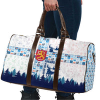 Finland Christmas Travel Bag with Reindeer Forest Crest and Nordic Pattern Design - Wonder Print Shop