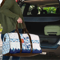 Finland Christmas Travel Bag with Reindeer Forest Crest and Nordic Pattern Design - Wonder Print Shop