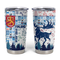 Finland Christmas Tumbler Cup with Reindeer Forest Crest and Nordic Pattern Design - Wonder Print Shop