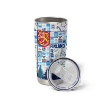 Finland Christmas Tumbler Cup with Reindeer Forest Crest and Nordic Pattern Design - Wonder Print Shop