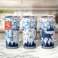 Finland Christmas Tumbler Cup with Reindeer Forest Crest and Nordic Pattern Design - Wonder Print Shop