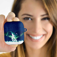 Finland Christmas AirPods Case with Howling Wolf Northern Lights Forest and Snow Design - Wonder Print Shop