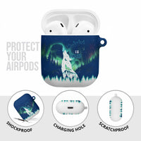 Finland Christmas AirPods Case with Howling Wolf Northern Lights Forest and Snow Design - Wonder Print Shop