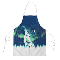Finland Christmas Apron with Howling Wolf Northern Lights Forest and Snow Design - Wonder Print Shop