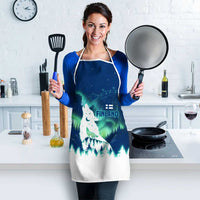 Finland Christmas Apron with Howling Wolf Northern Lights Forest and Snow Design - Wonder Print Shop