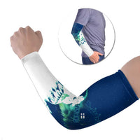 Finland Christmas Arm Sleeves with Howling Wolf Northern Lights Forest and Snow Design - Wonder Print Shop
