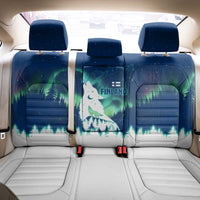 Finland Christmas Back Car Seat Cover with Howling Wolf Northern Lights Forest and Snow Design - Wonder Print Shop