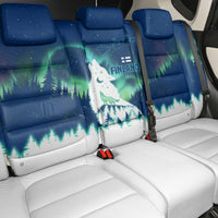 Finland Christmas Back Car Seat Cover with Howling Wolf Northern Lights Forest and Snow Design - Wonder Print Shop