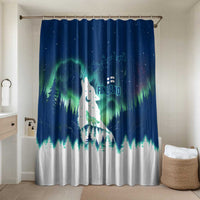 Finland Christmas Bathroom Set with Howling Wolf Northern Lights Forest and Snow Design - Wonder Print Shop