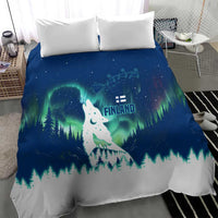 Finland Christmas Bedding Set with Howling Wolf Northern Lights Forest and Snow Design - Wonder Print Shop