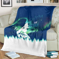 Finland Christmas Blanket with Howling Wolf Northern Lights Forest and Snow Design - Wonder Print Shop