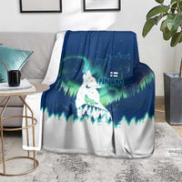 Finland Christmas Blanket with Howling Wolf Northern Lights Forest and Snow Design - Wonder Print Shop