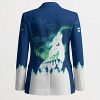 Finland Christmas Blazer with Howling Wolf Northern Lights Forest and Snow Design - Wonder Print Shop