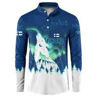 Finland Christmas Button Sweatshirt with Howling Wolf Northern Lights Forest and Snow Design - Wonder Print Shop