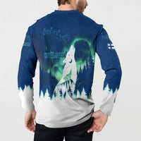 Finland Christmas Button Sweatshirt with Howling Wolf Northern Lights Forest and Snow Design - Wonder Print Shop