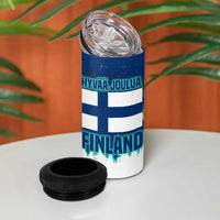 Finland Christmas 4 in 1 Can Cooler Tumbler with Howling Wolf Northern Lights Forest and Snow Design - Wonder Print Shop