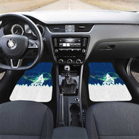 Finland Christmas Car Mats with Howling Wolf Northern Lights Forest and Snow Design - Wonder Print Shop